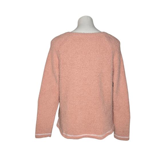 BAREFOOT DREAMS Crewneck Front Pocket Sherpa Sweater Light Pink Size Medium - Picture 2 of 15